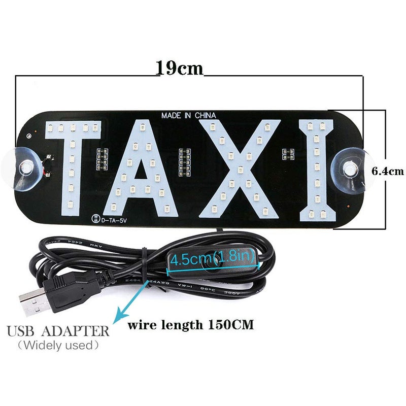 YSY Blue LED Sign Decor, Taxi Flashing Hook on Car Window with DC12V Car Charger Inverter Taxi Light Lamp (Blue, USB Switch) - Image 2